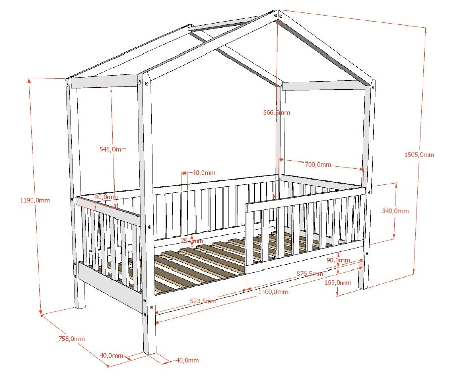 Vipack, Dallas House bed 70x140, Anthracite
