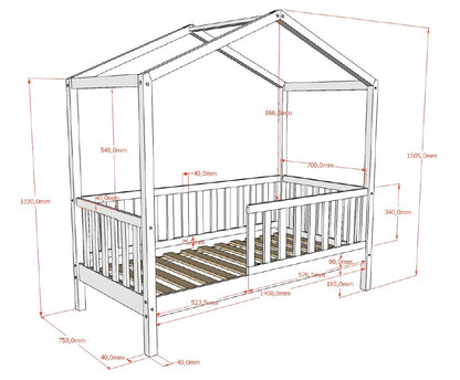Vipack, Dallas House bed 70x140, Anthracite