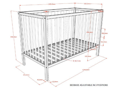 Vipack, Dino, Cot 60x120, White
