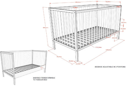 Vipack, Dino, Cot 60x120, Walnut