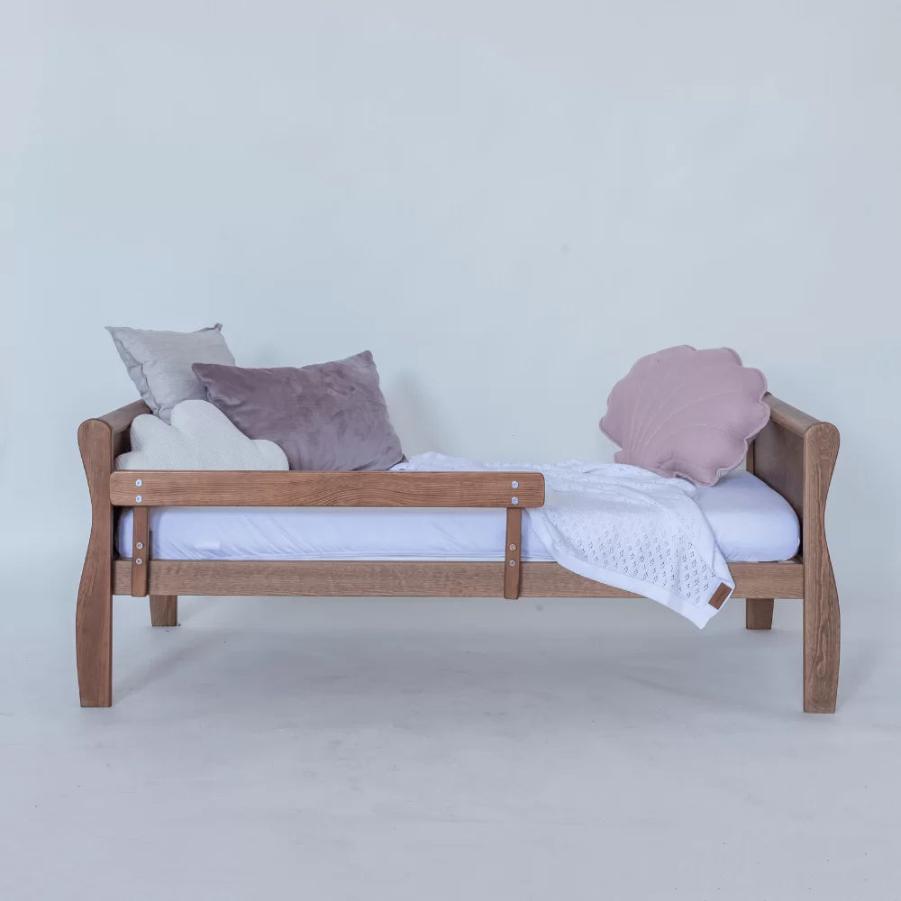 Woodies, Cot Bed (70x140 cm) Safety Rail, Walnut