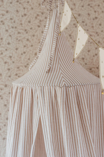 Matuu Vuodekatos, Beige Duo Stripes, Muslin