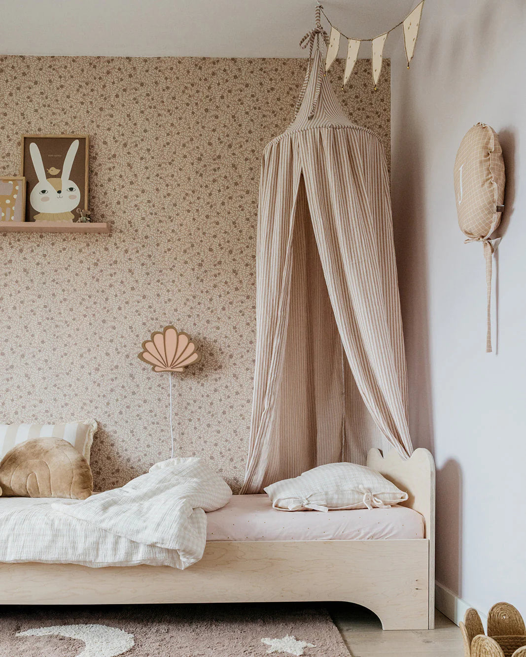 Matuu Vuodekatos, Beige Duo Stripes, Muslin