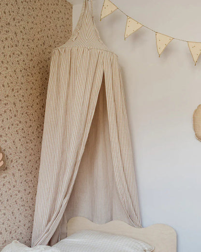 Matuu Vuodekatos, Beige Duo Stripes, Muslin