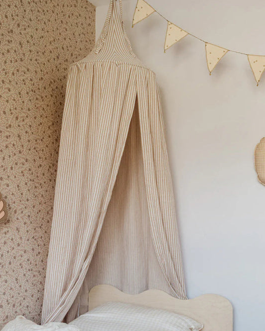 Matuu Vuodekatos, Beige Duo Stripes, Muslin