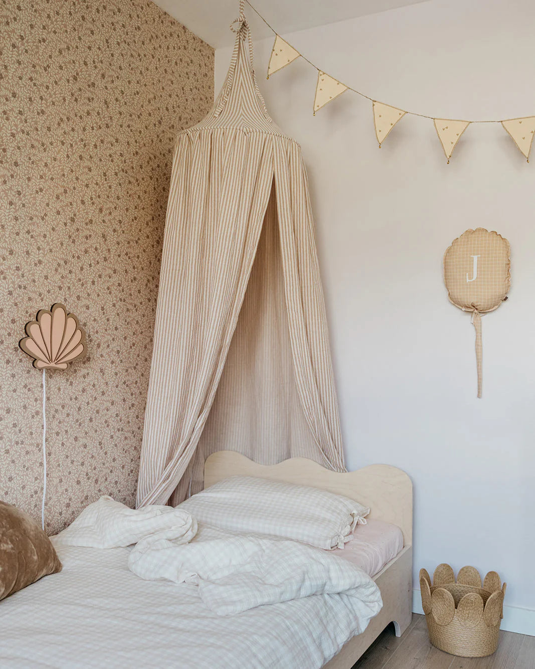 Matuu Vuodekatos, Beige Duo Stripes, Muslin