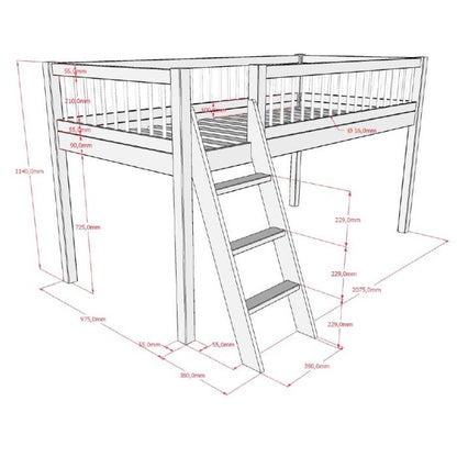 Vipack, Forrest Oak, Half loft bed 90x200cm, Oak