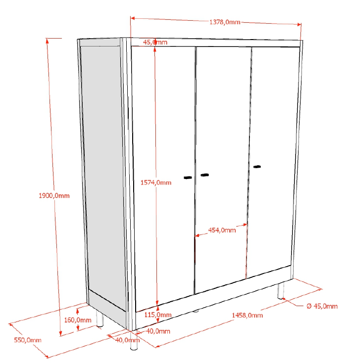 Vipack, Forrest Oak, Wardrobe 3-doors, Oak