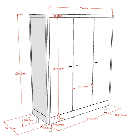 Vipack, Forrest Oak, Wardrobe 3-doors, Oak