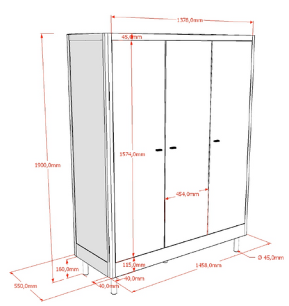 Vipack, Forrest Beech, Wardrobe 3-doors, White