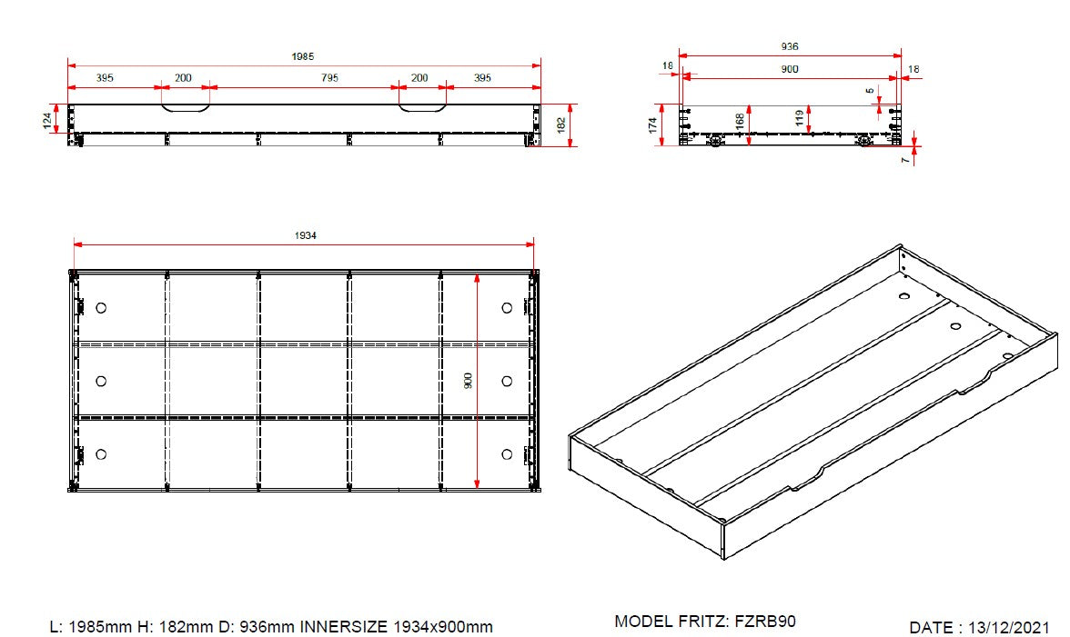 Vipack, Fritz, Sänky 90x200cm, White