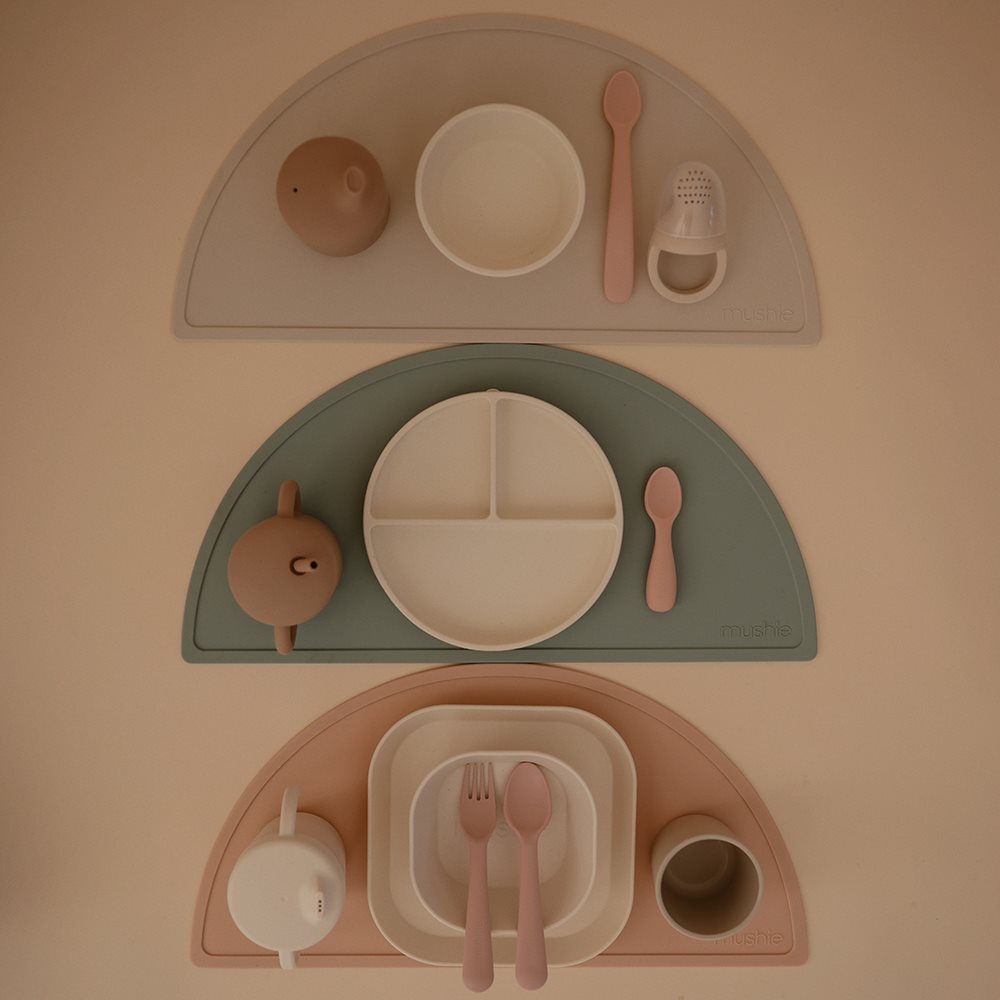 Mushie, Taaperon Silikoni Lusikkasetti 2kpl, Blush/Shifting Sand