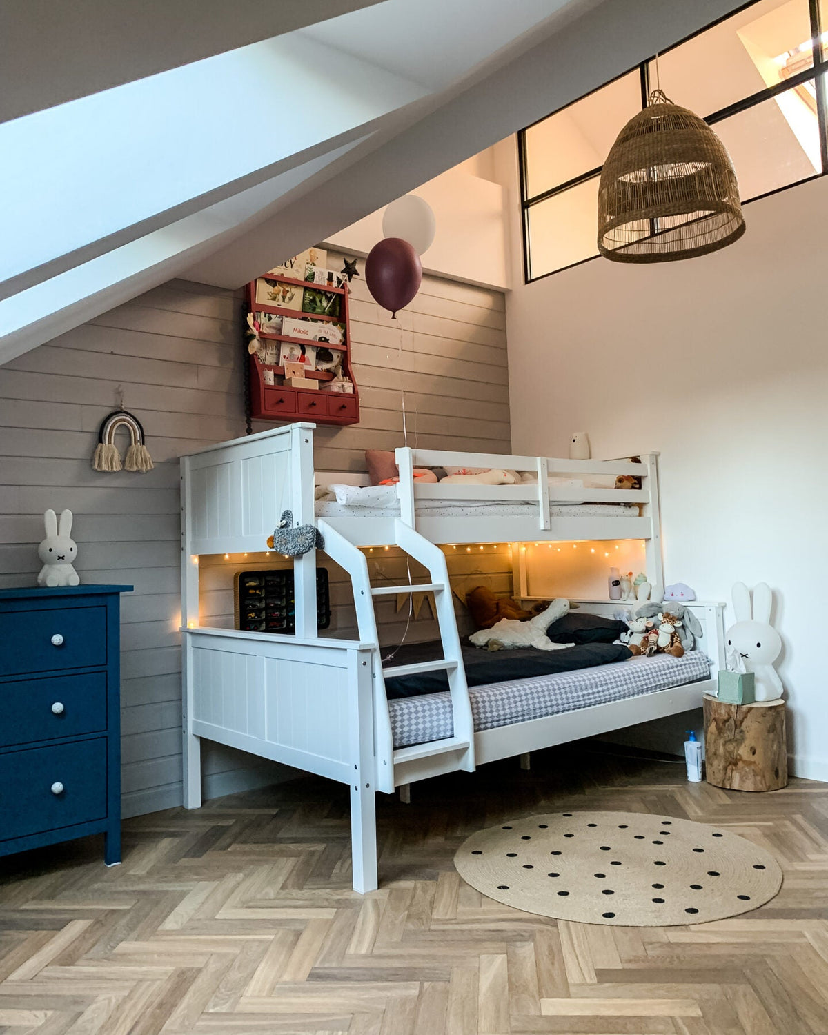 Inmondo, Collet Trio Bunk Bed with Headboard (Convertible), Cashmere