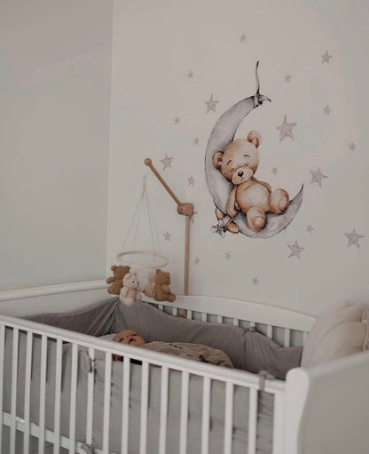 Seinätarra 50x100cm, Teddy Bear on the Moon