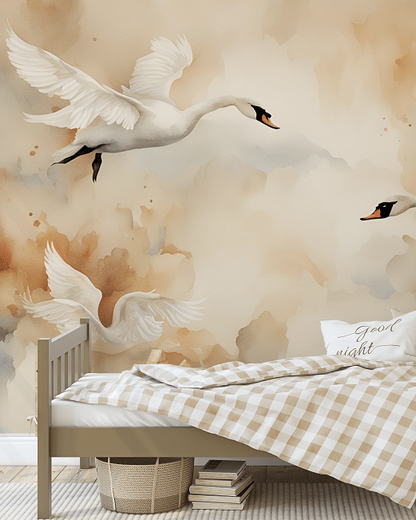 Photo wallpaper, Swans