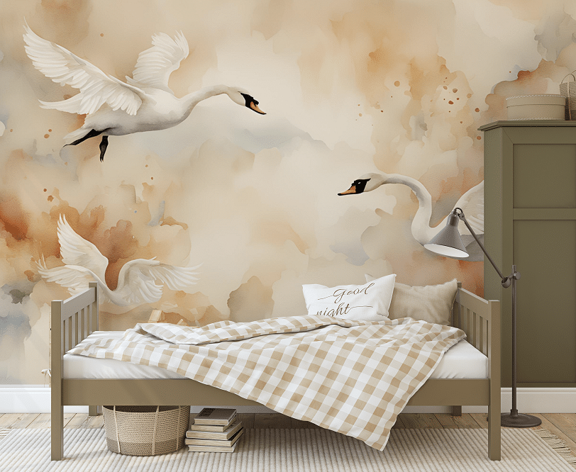 Photo wallpaper, Swans