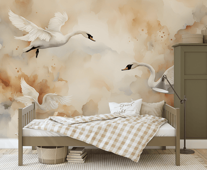 Photo wallpaper, Swans