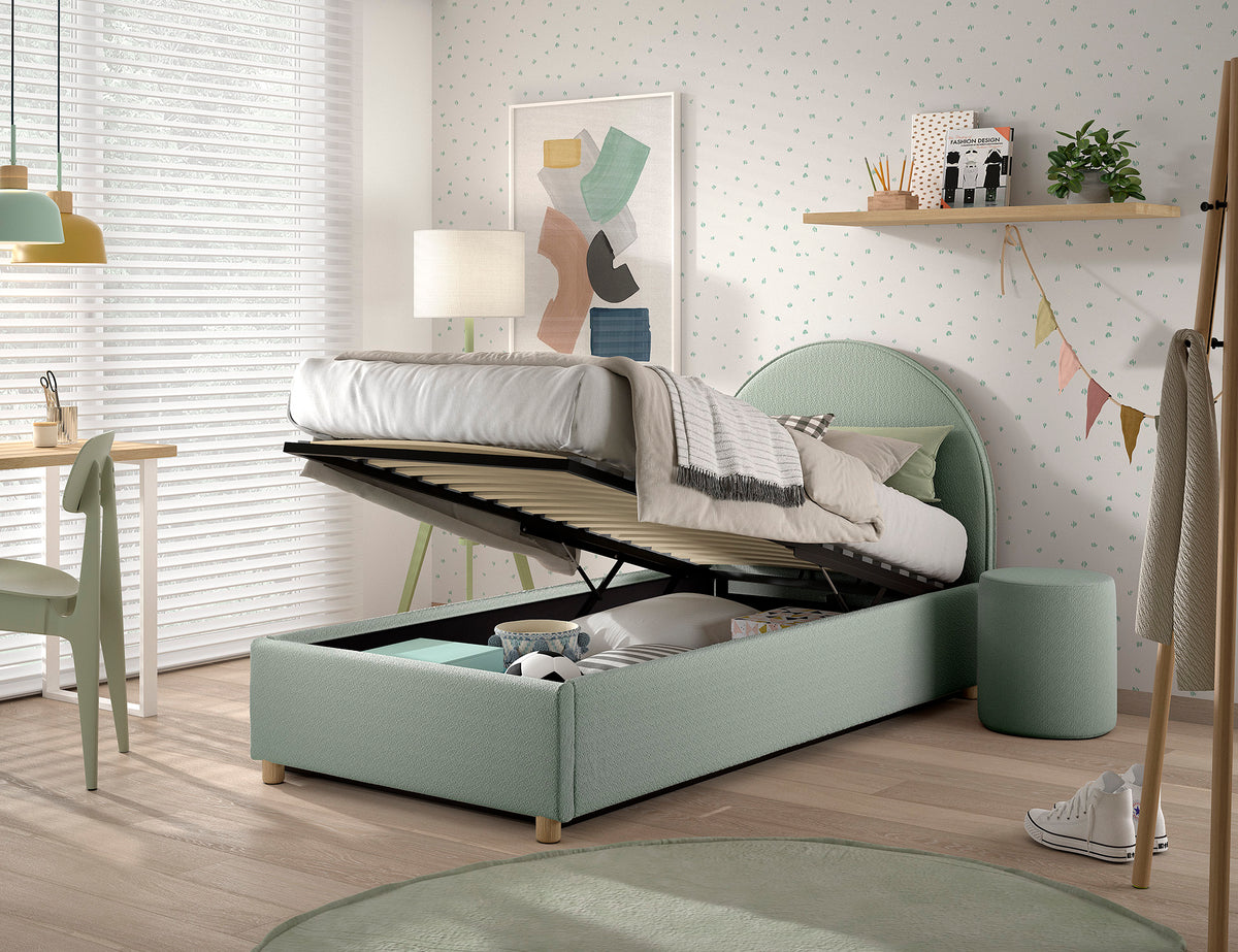 Vipack, Moon Bed&amp;Storage 90x200, Boucle Green