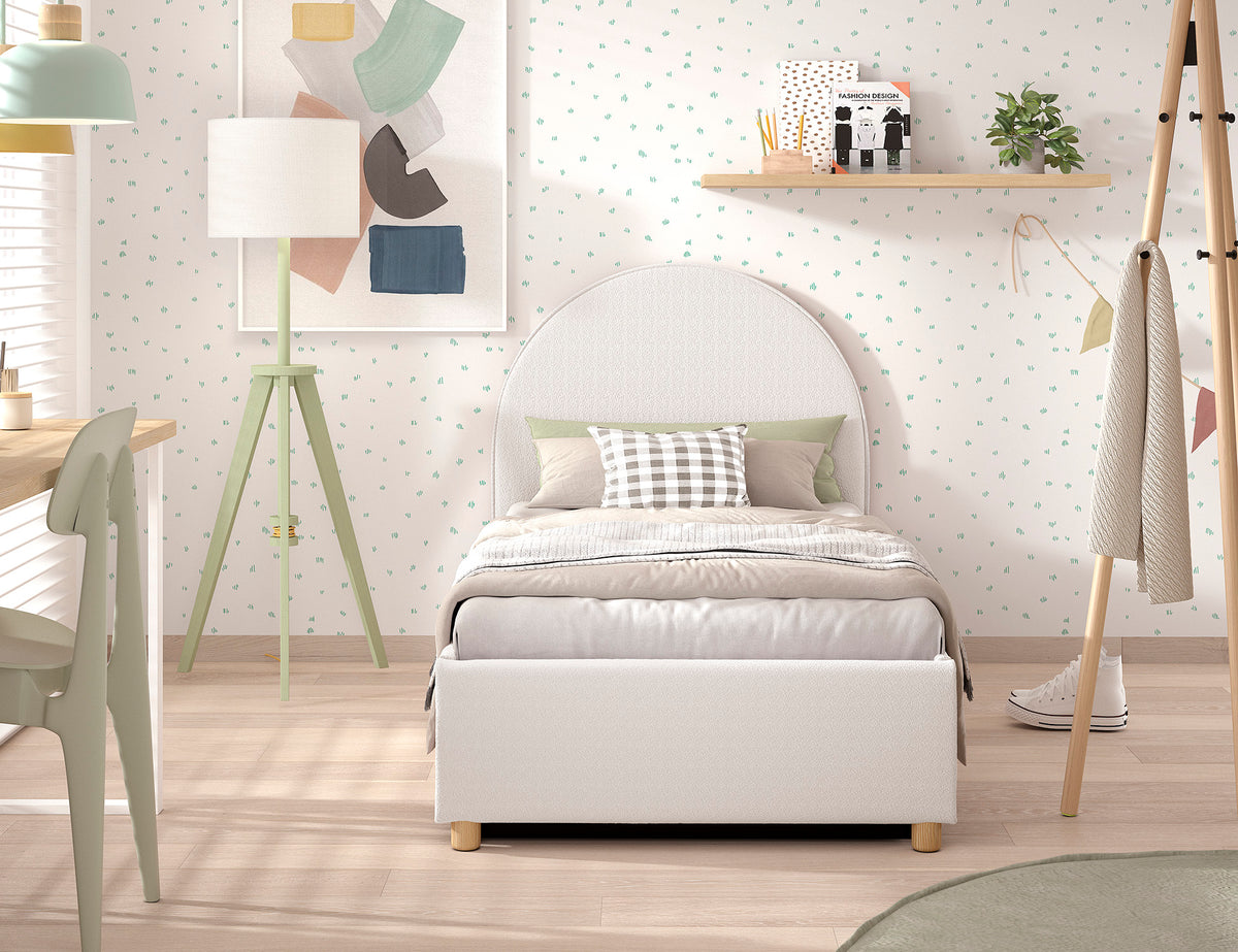 Vipack, Moon Bed&amp;Storage 90x200, Boucle White