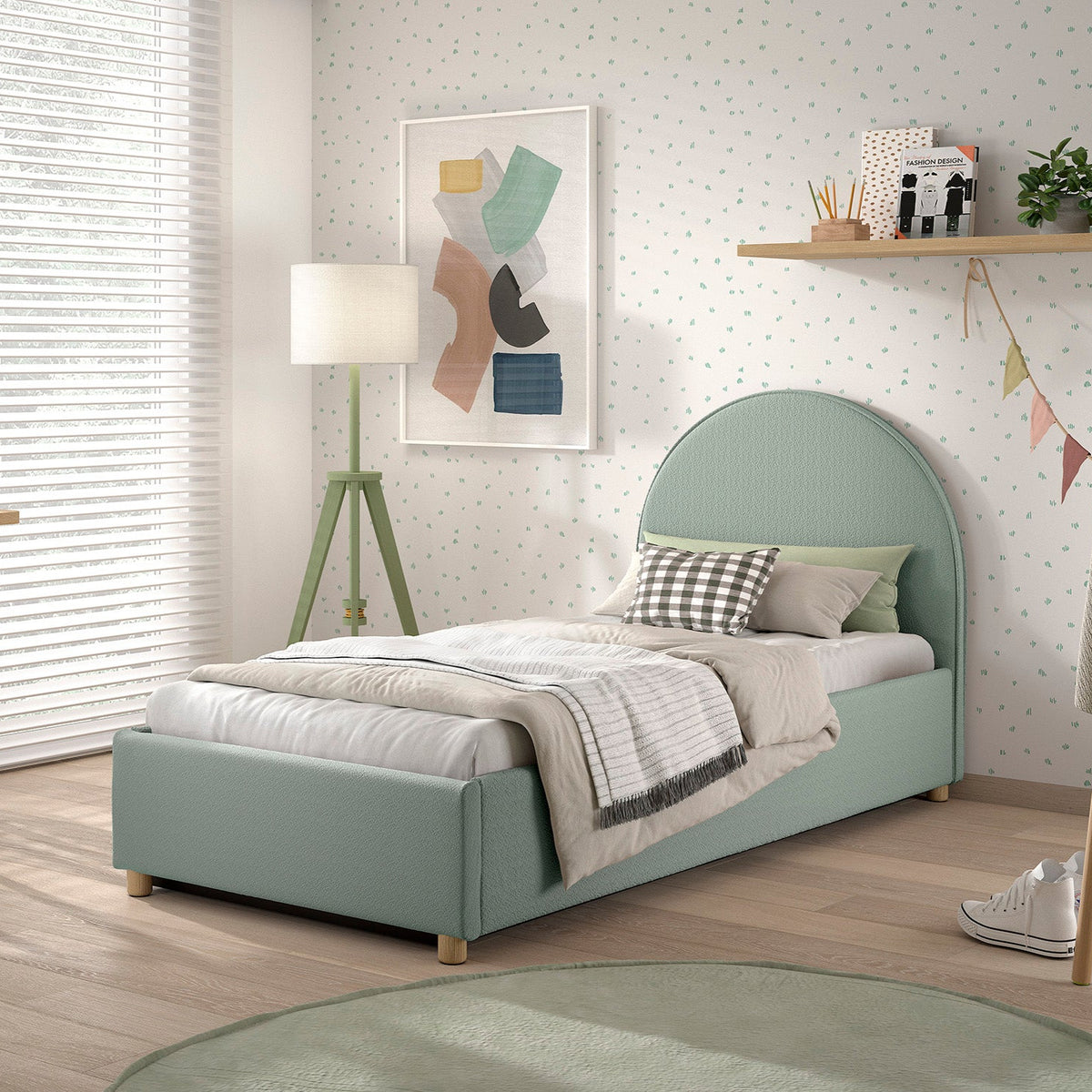 Vipack, Moon Bed&amp;Storage 90x200, Boucle Green
