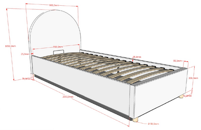 Vipack, Moon Bed&amp;Storage 90x200, Boucle White