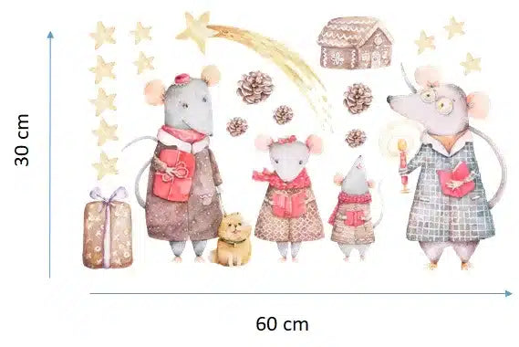 Seinätarra 30x60, Christmas Mice
