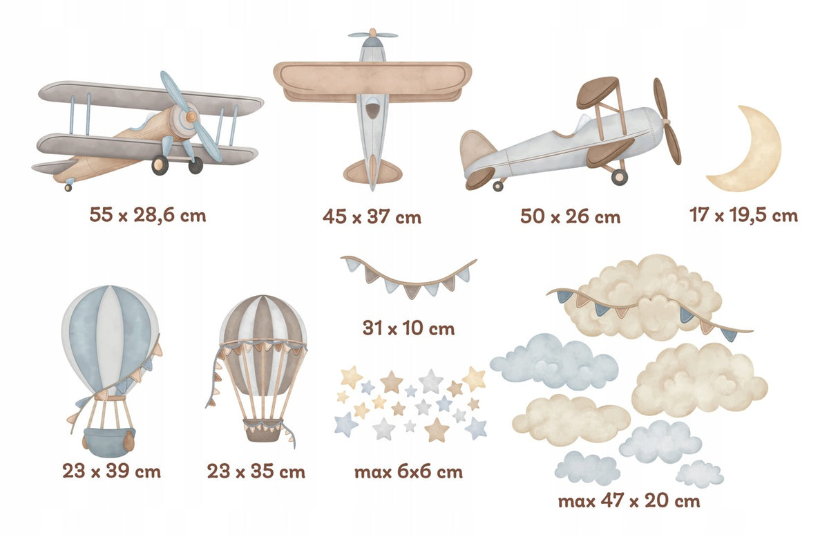 Seinätarra Setti, Beige&Blue Planes