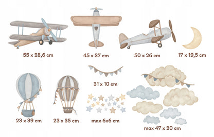 Seinätarra Setti, Beige&Blue Planes