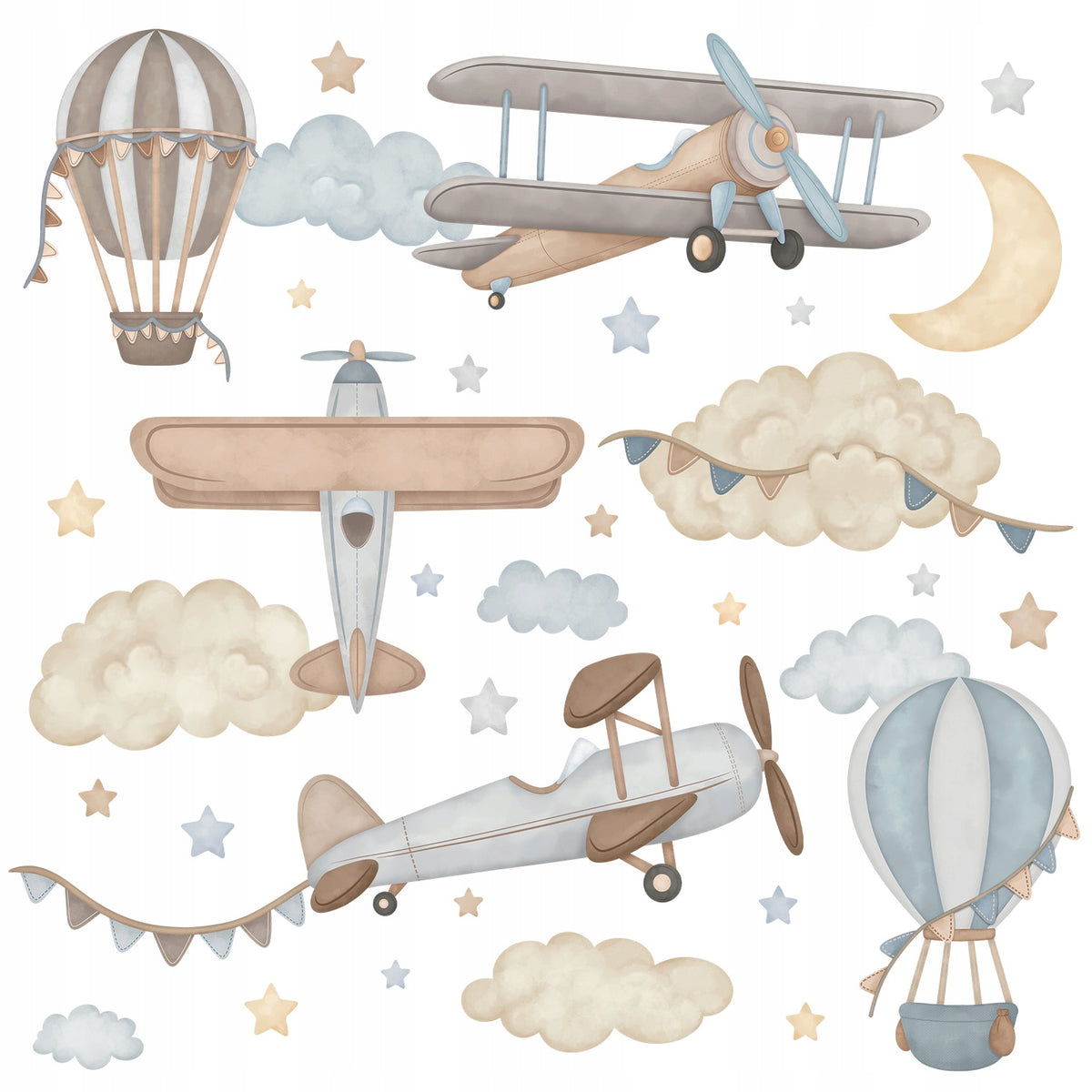 Seinätarra Setti, Beige&Blue Planes