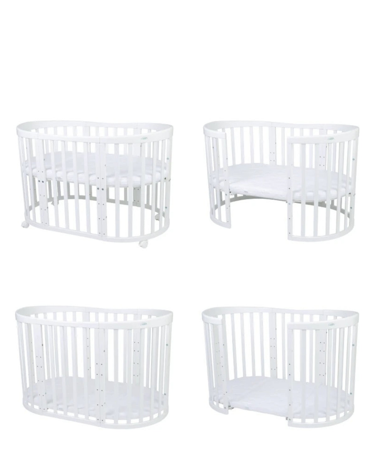 Waldin, Oval Pinnasänky 7in1 + Patja, White