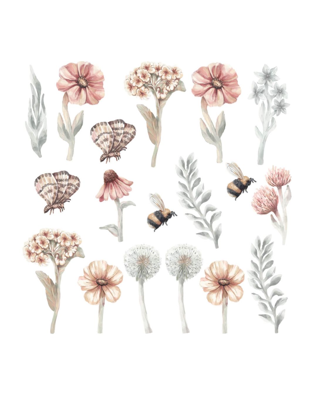 Pastel Love, Wall Sticker Set, Wildflowers 2