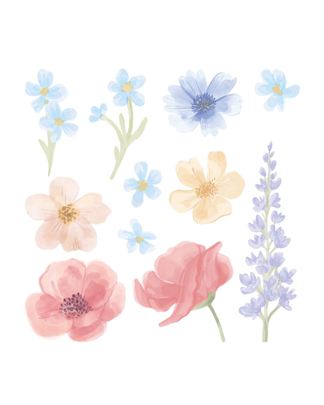 Pastel Love, Wall Decal Set, Spring Garden 1
