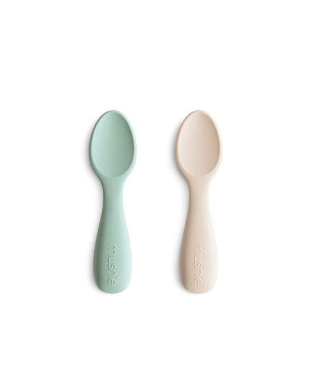 Mushie, Taaperon Silikoni Lusikkasetti 2kpl, Cambridge Blue/Shifting Sand
