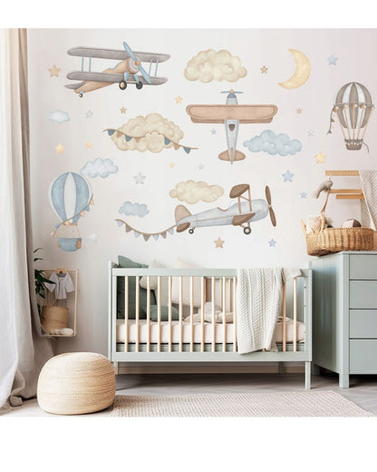 Seinätarra Setti, Beige&Blue Planes