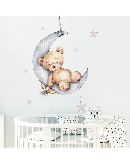 Seinätarra 50x100cm, Teddy Bear on the Moon