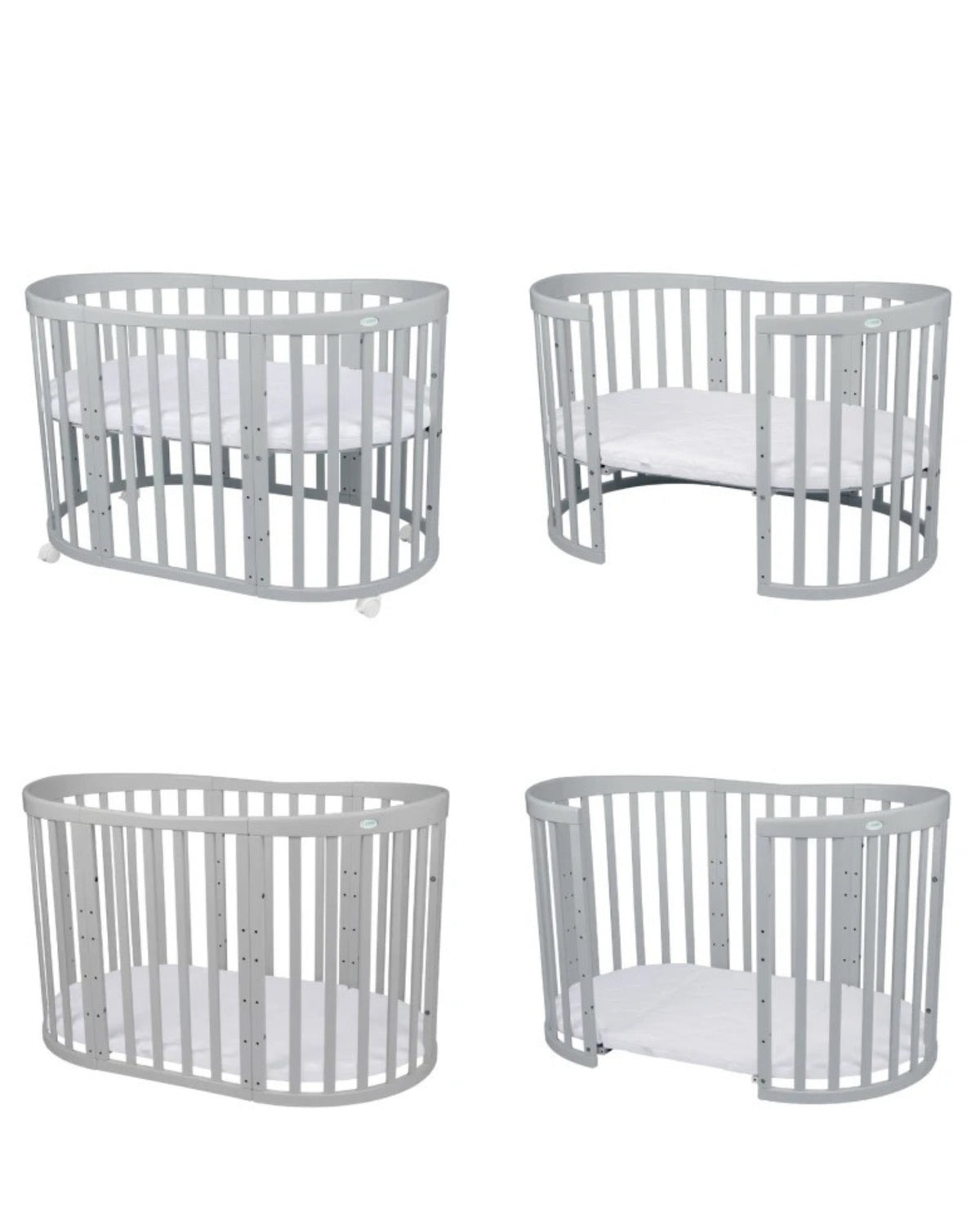 Waldin, Oval Pinnasänky 7in1 + Patja, Grey