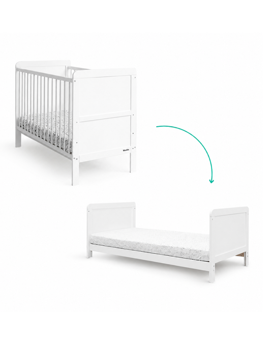Woodies, Pinnasänky 2 IN 1 Classic Cot Bed 70x140 cm, White