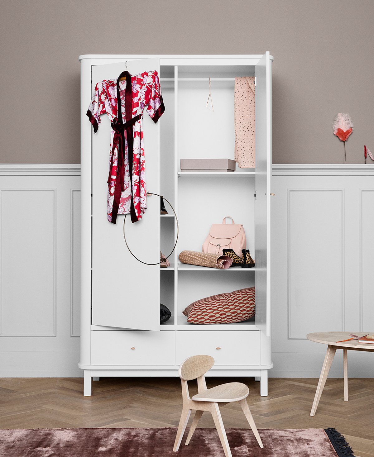 Oliver Furniture, Wood, Vaatekaappi 2 ovea, White