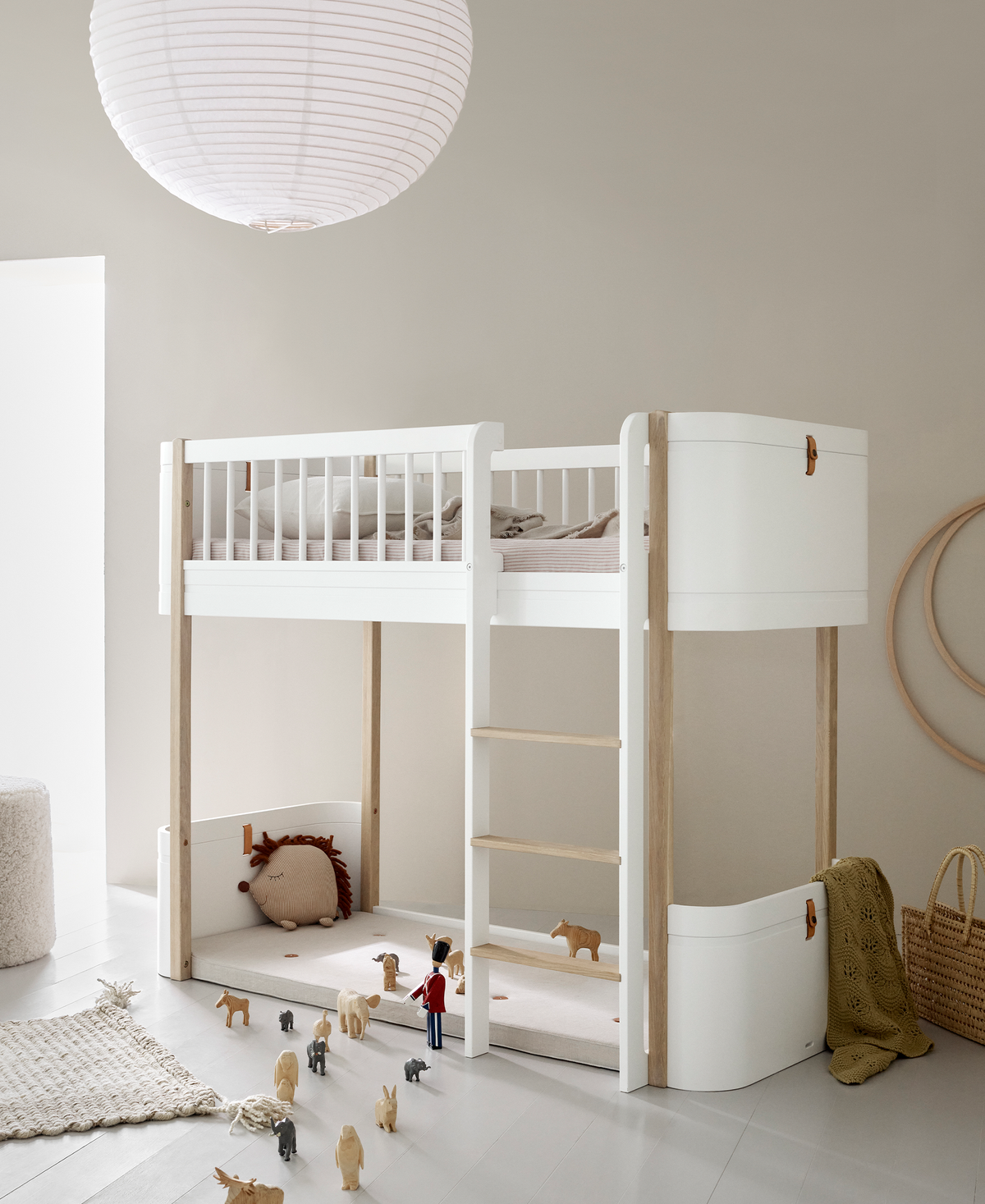 Oliver Furniture, Wood Mini+ Parvisänky 70x160 cm, White/Oak