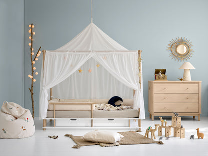 Oliver Furniture, Camp, Canopy Bed 90x180 cm, White/Oak