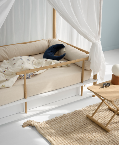 Oliver Furniture, Camp, Canopy Bed 90x180 cm, White/Oak