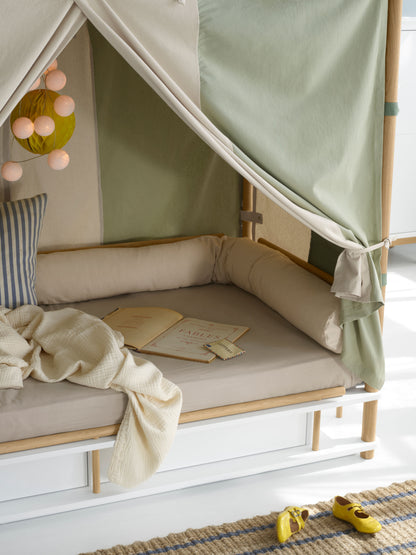 Oliver Furniture, Camp, Canopy Bed 90x180 cm, White/Oak