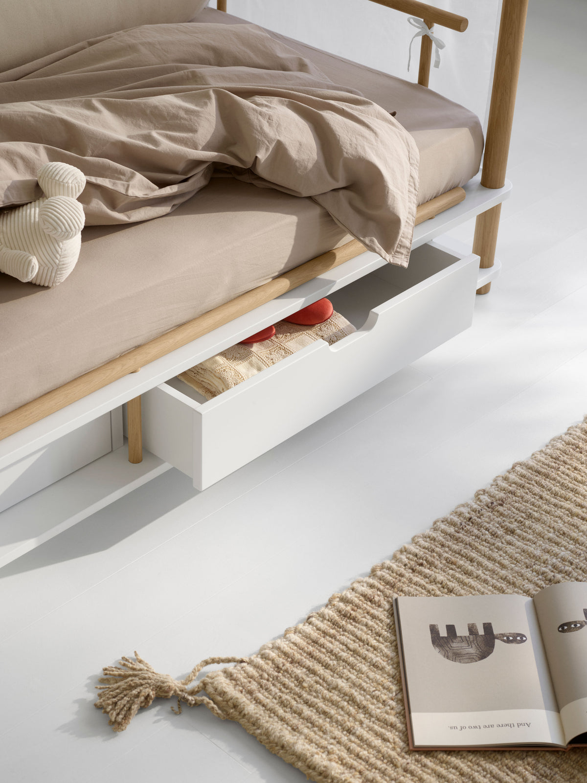 Oliver Furniture, Camp, Sohvasänky 90x180 cm, White/Oak