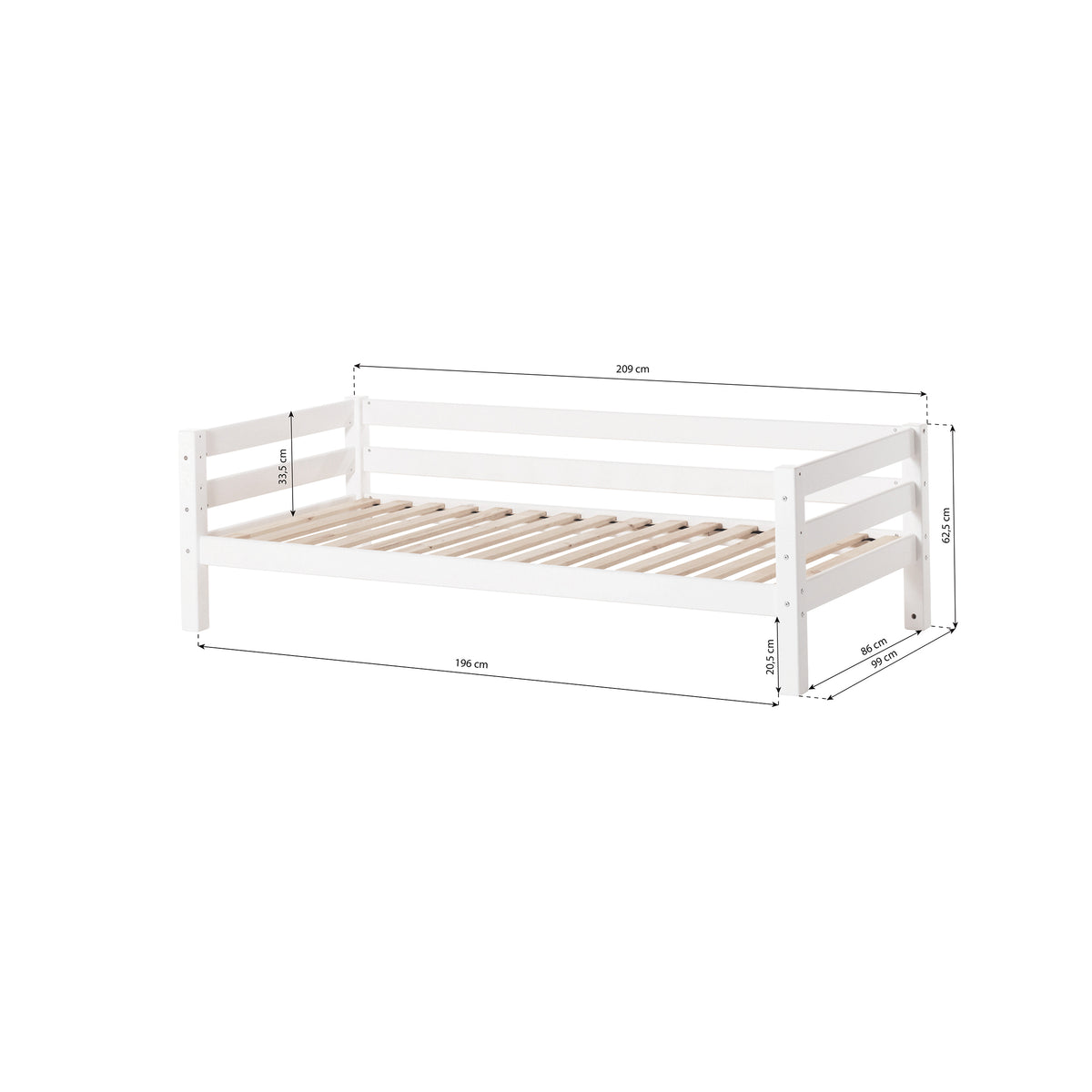 Hoppekids, ECO Luxury, Juniorisänky, 90x200 cm, White
