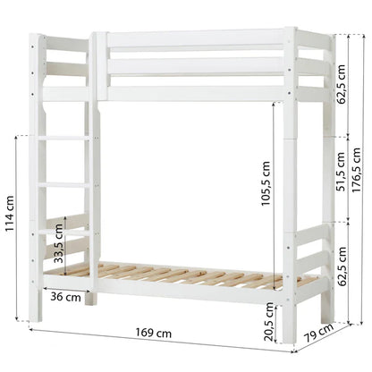 Hoppekids, ECO Luxury, Korkea Kerrossänky (Muunneltava) 70x160 cm, White