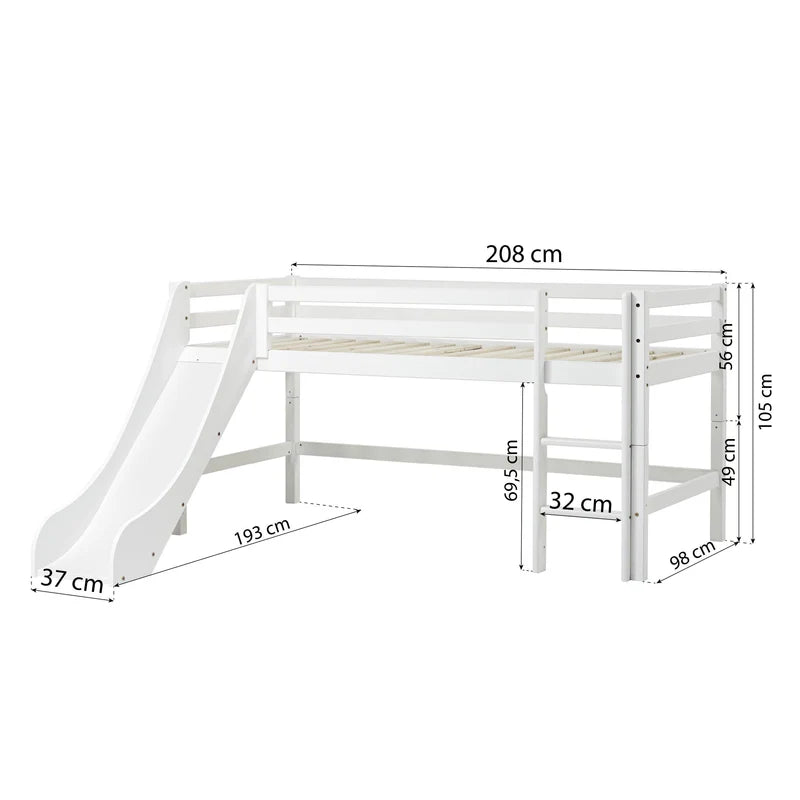 Hoppekids, ECO Dream, Loft Bed with Slide (Convertible) 90x200 cm, White