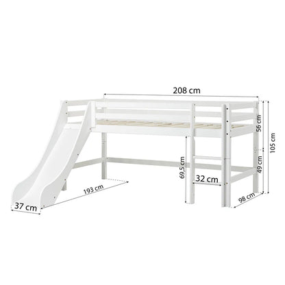 Hoppekids, ECO Dream, Loft Bed with Slide (Convertible) 90x200 cm, White