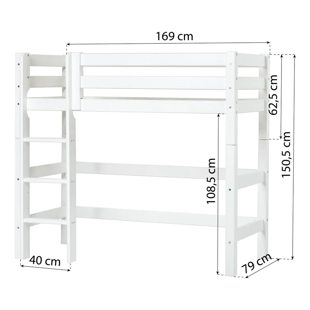 Hoppekids, ECO Luxury, Loft Sänky 70x160 cm, White