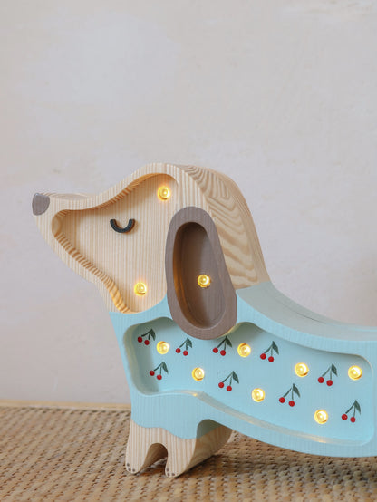 Little Lights Yövalo MINI, Puppy Cherries on Blue