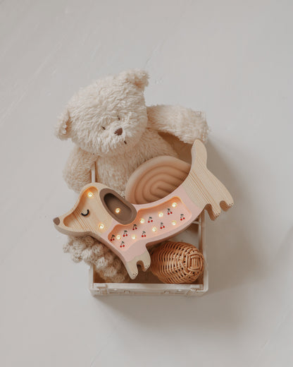 Little Lights, Yövalo MINI Puppy, Cherries on Pink